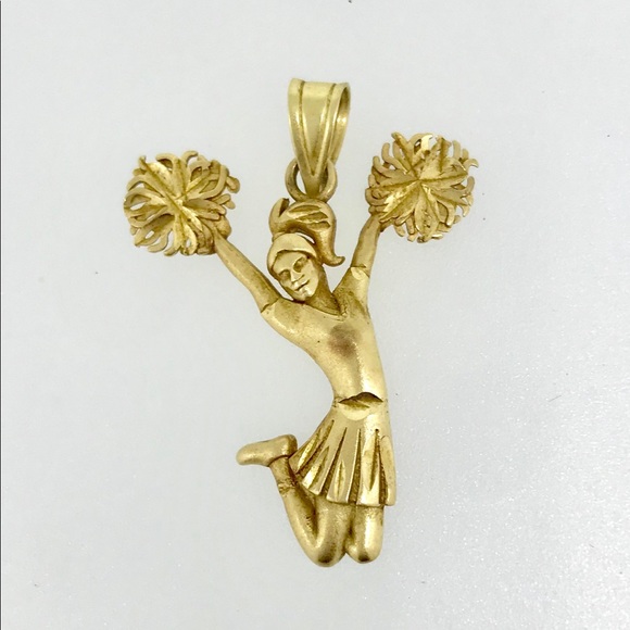 Jewelry - Large 14 kt yellow gold cheerleader pendant